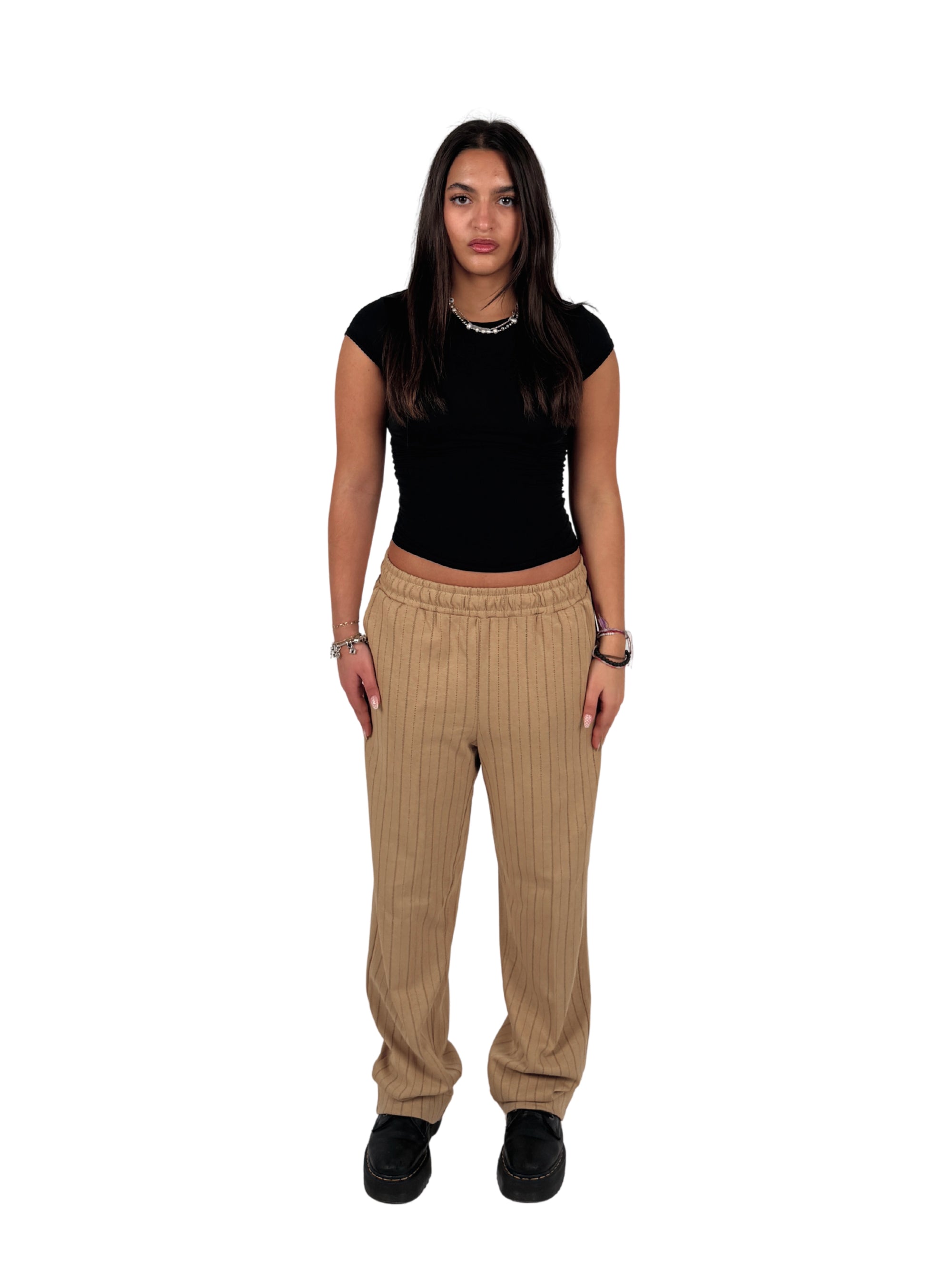 Striped Summer Pants Beige w