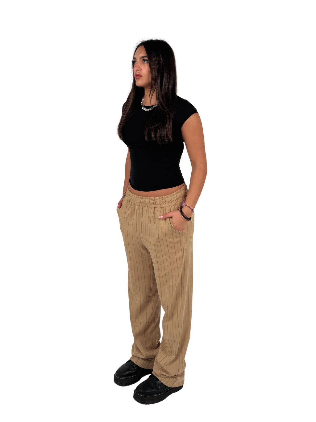 Striped Summer Pants Beige w