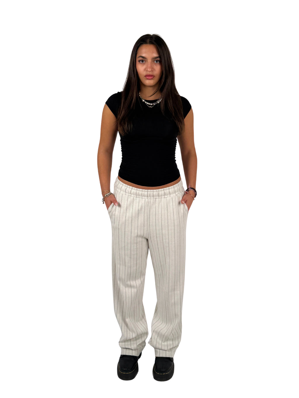 Striped Summer Pants White w