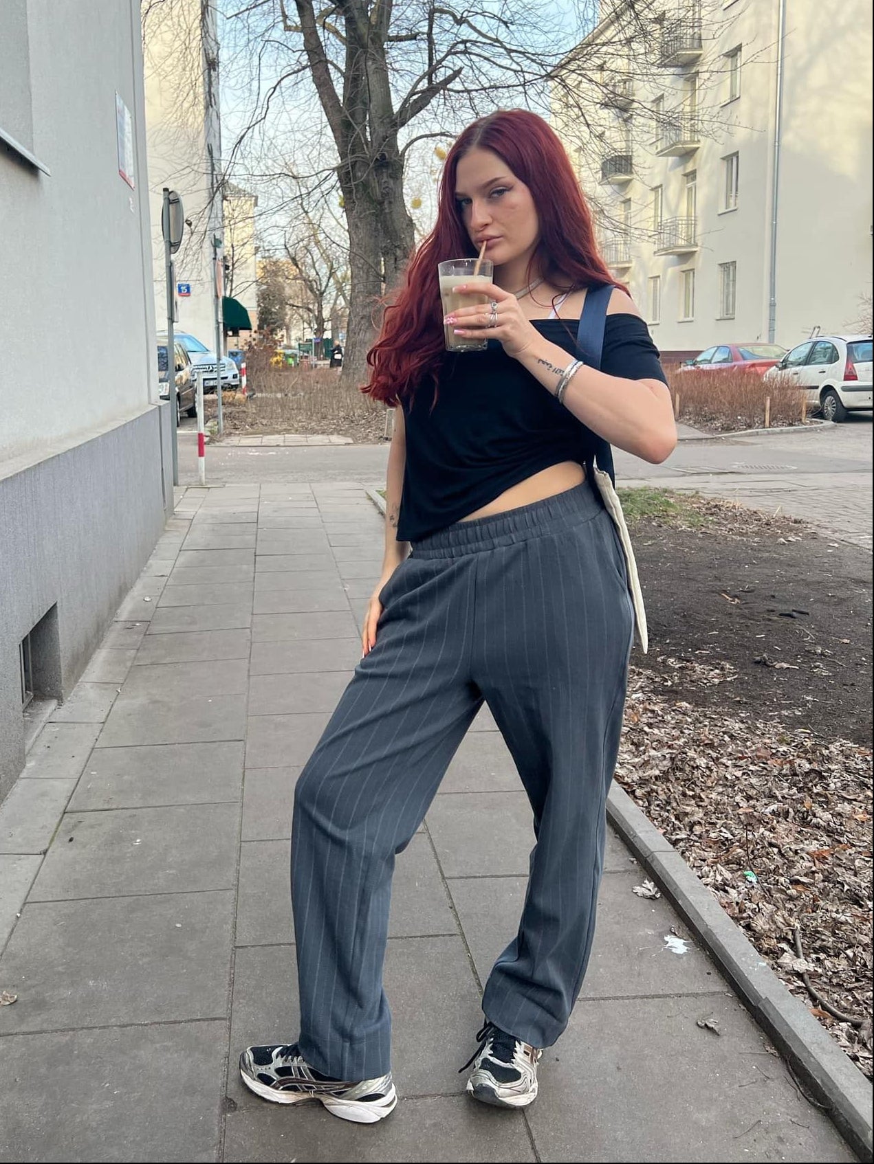 Striped Elegante Pants Grey