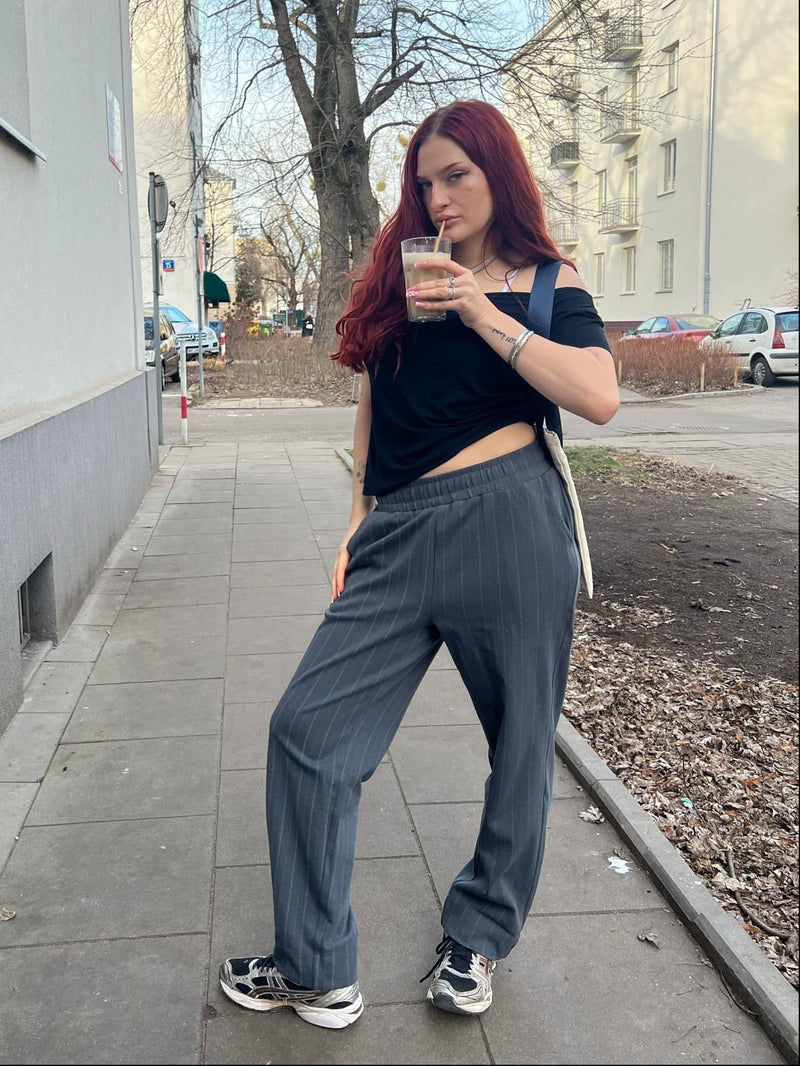 Striped Summer Pants Grey w