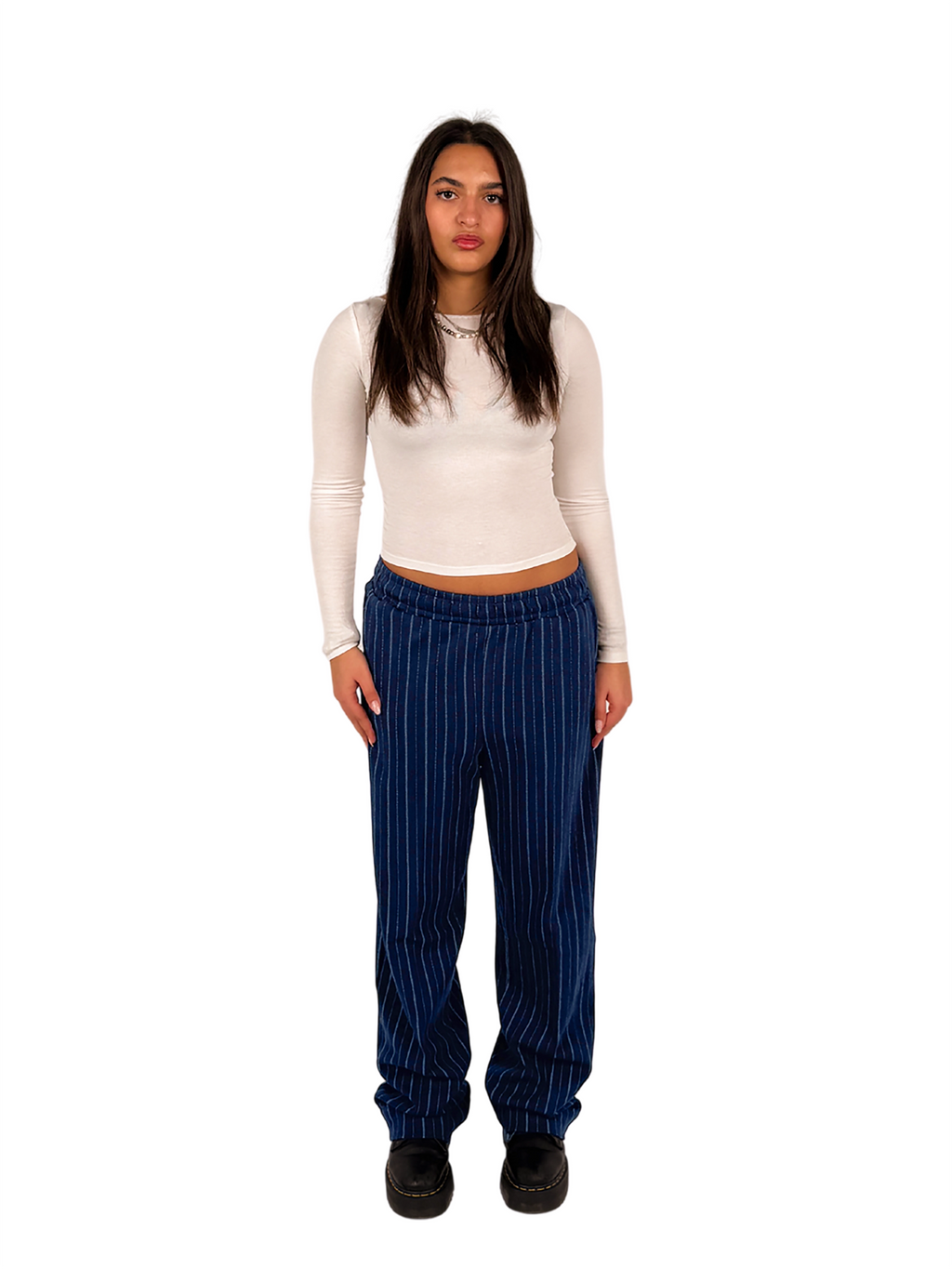 Striped Summer Pants Navy w