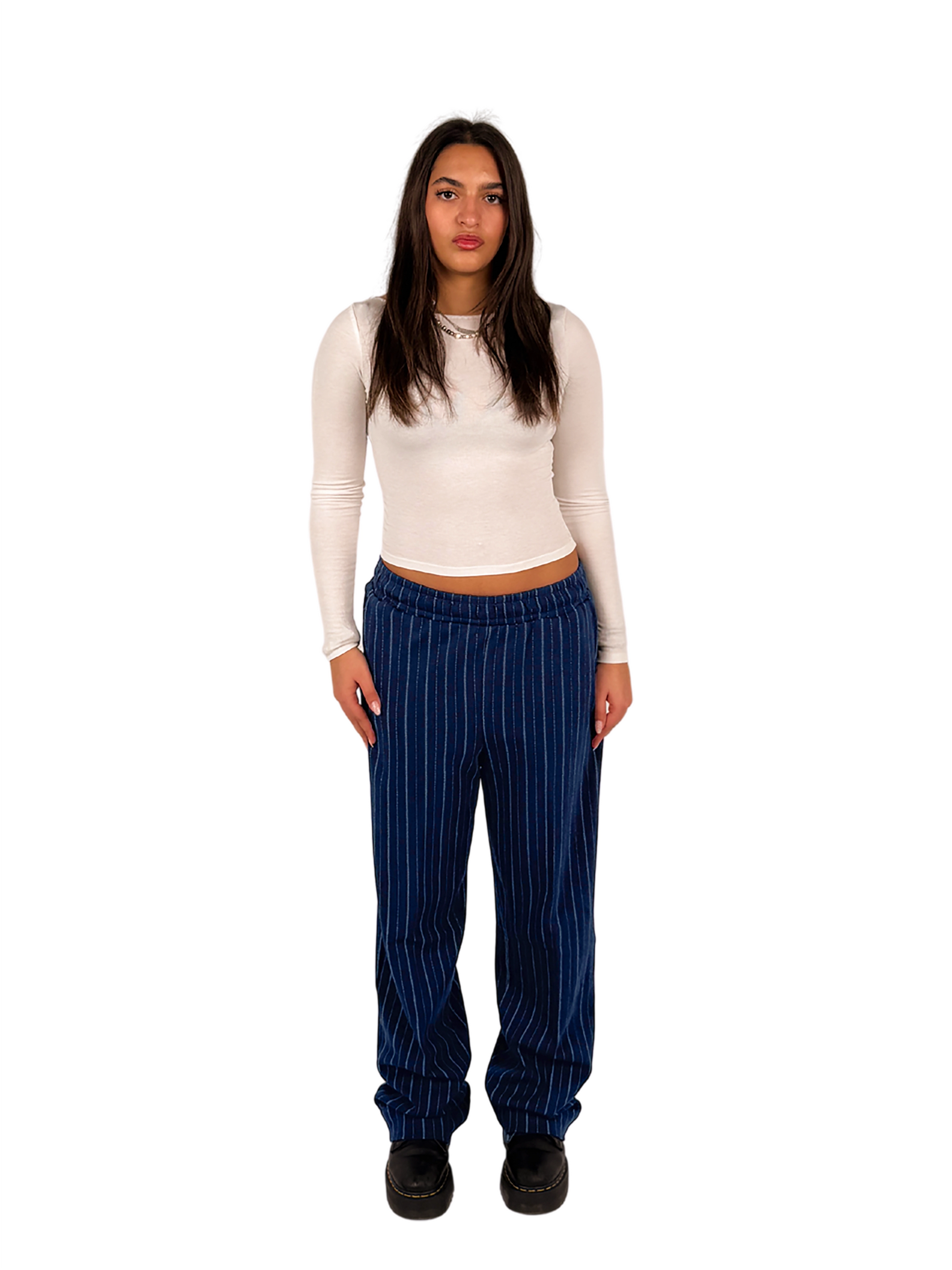 Striped Summer Pants Navy w