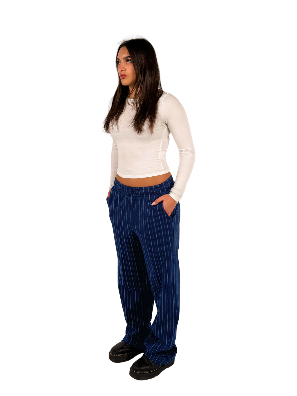 Striped Summer Pants Navy w