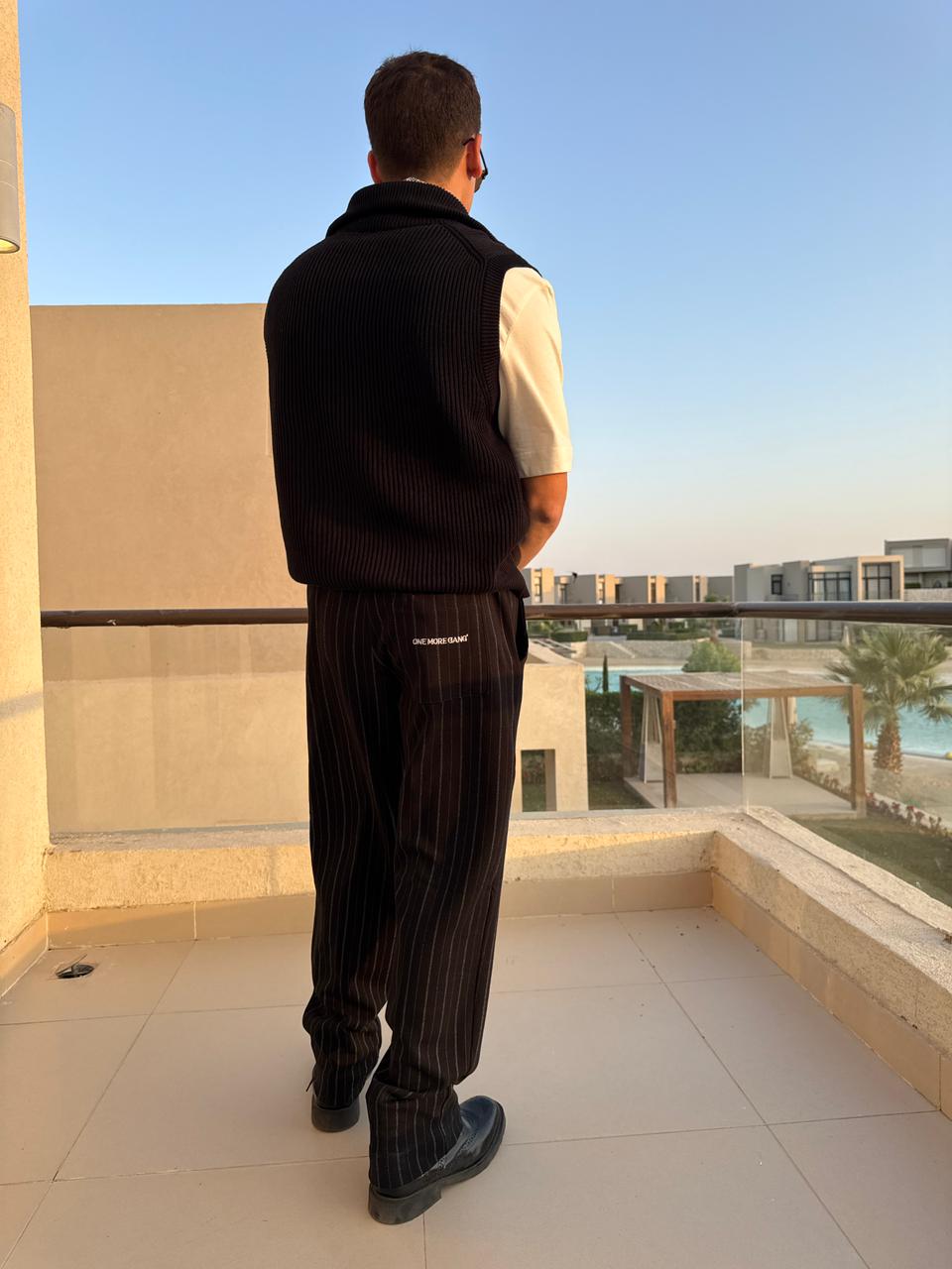 Striped Elegante Pants Black