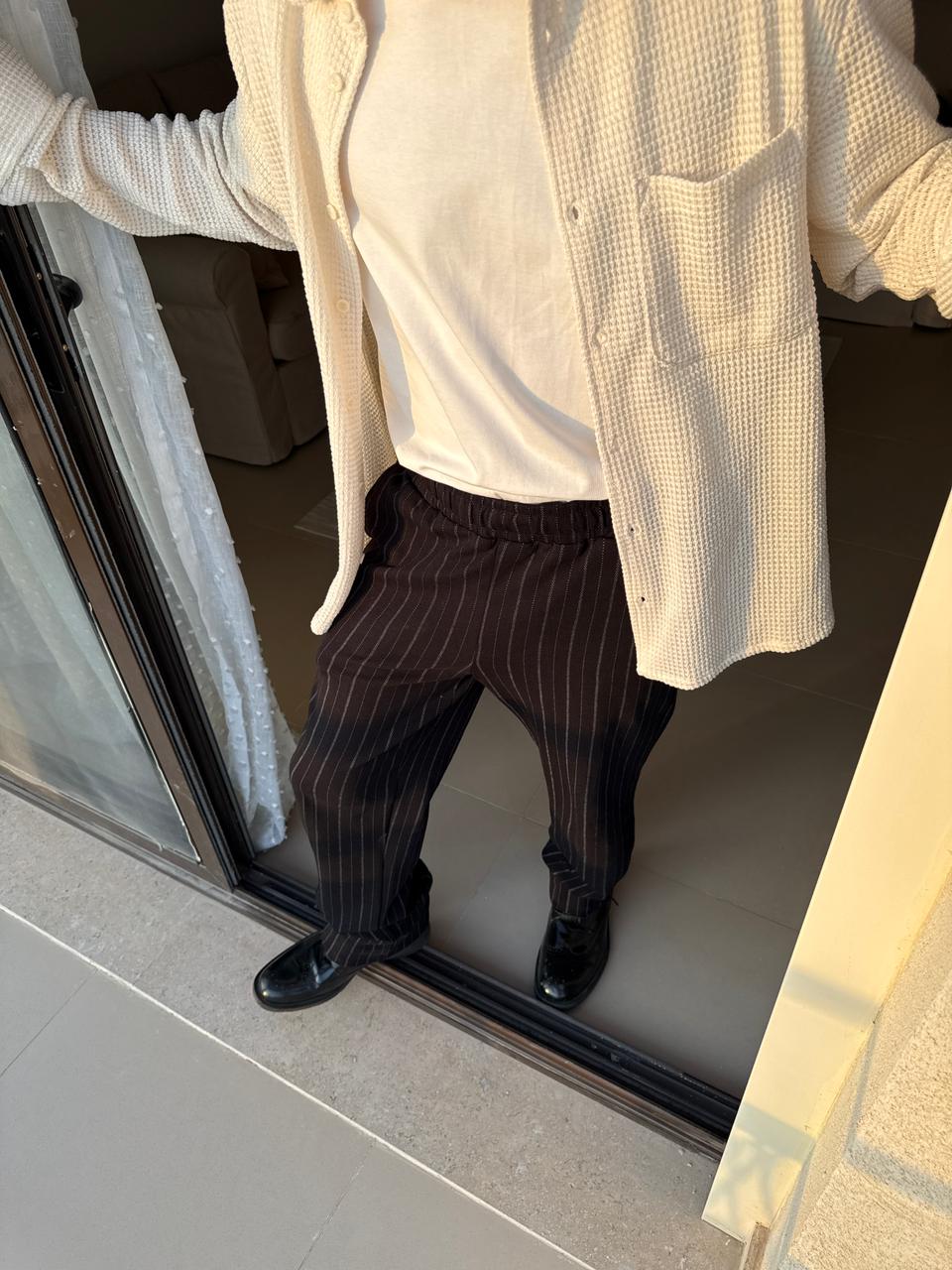 Striped Elegante Pants Black