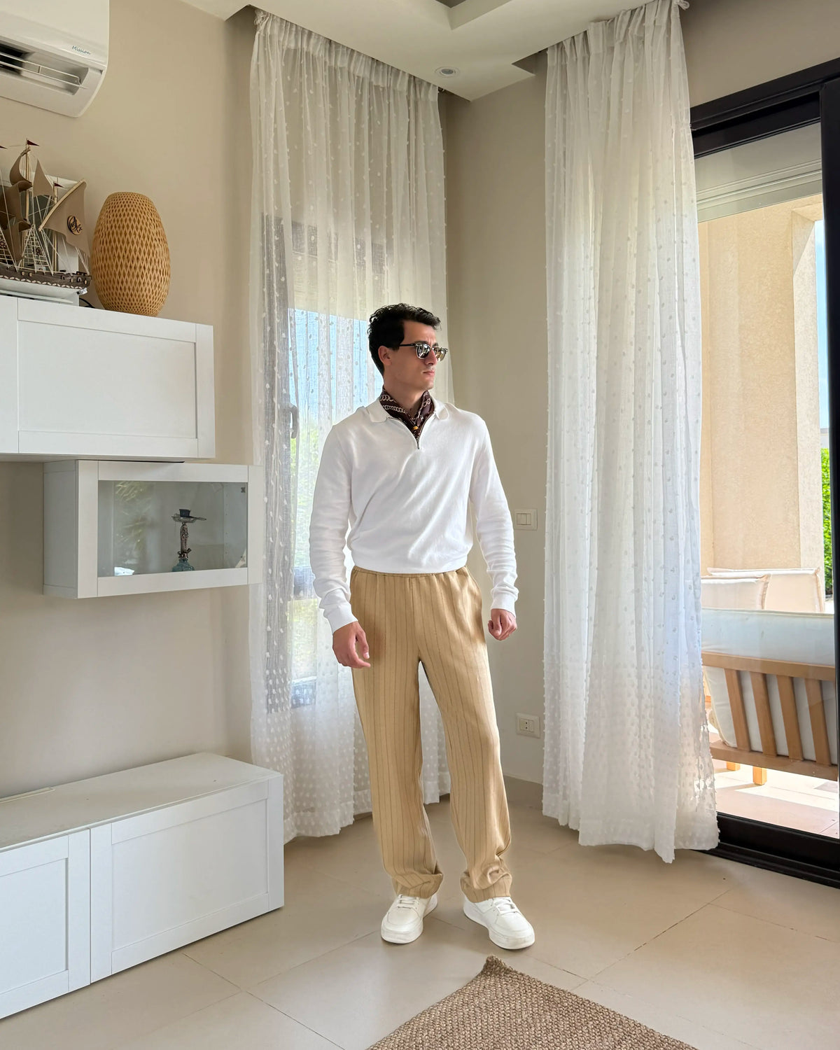 Striped Pants Beige