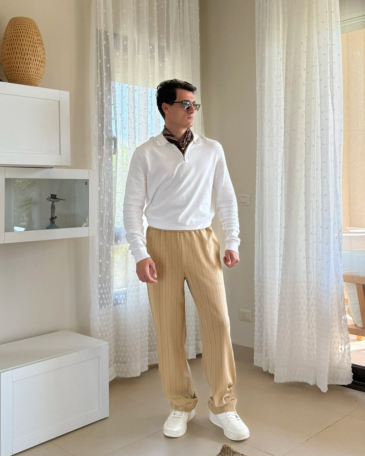 Striped Pants Beige