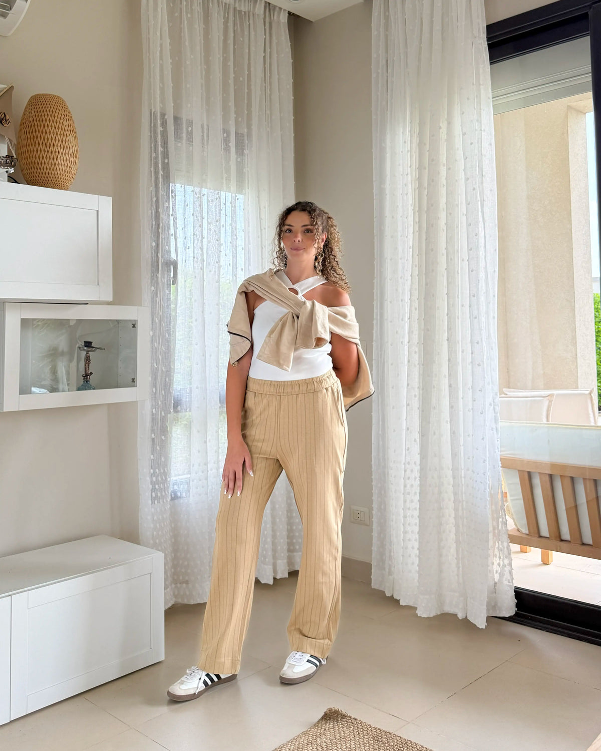 Striped Pants Beige w