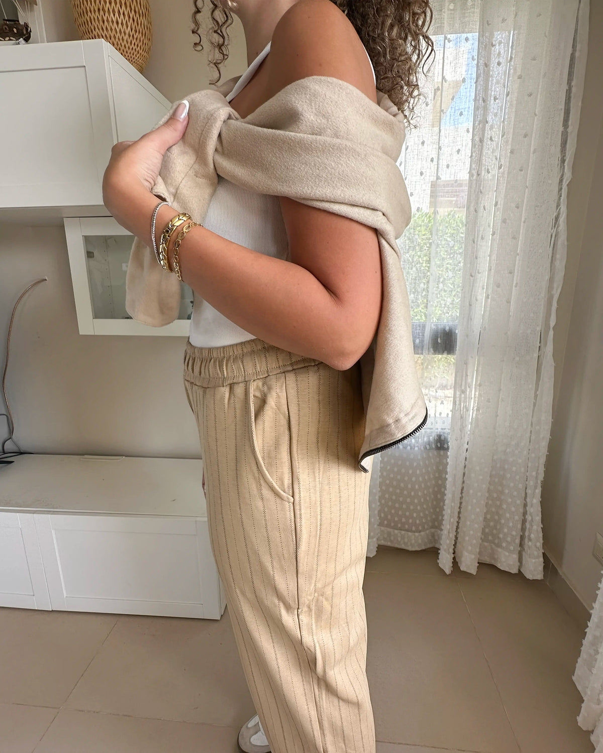Striped Pants Beige w