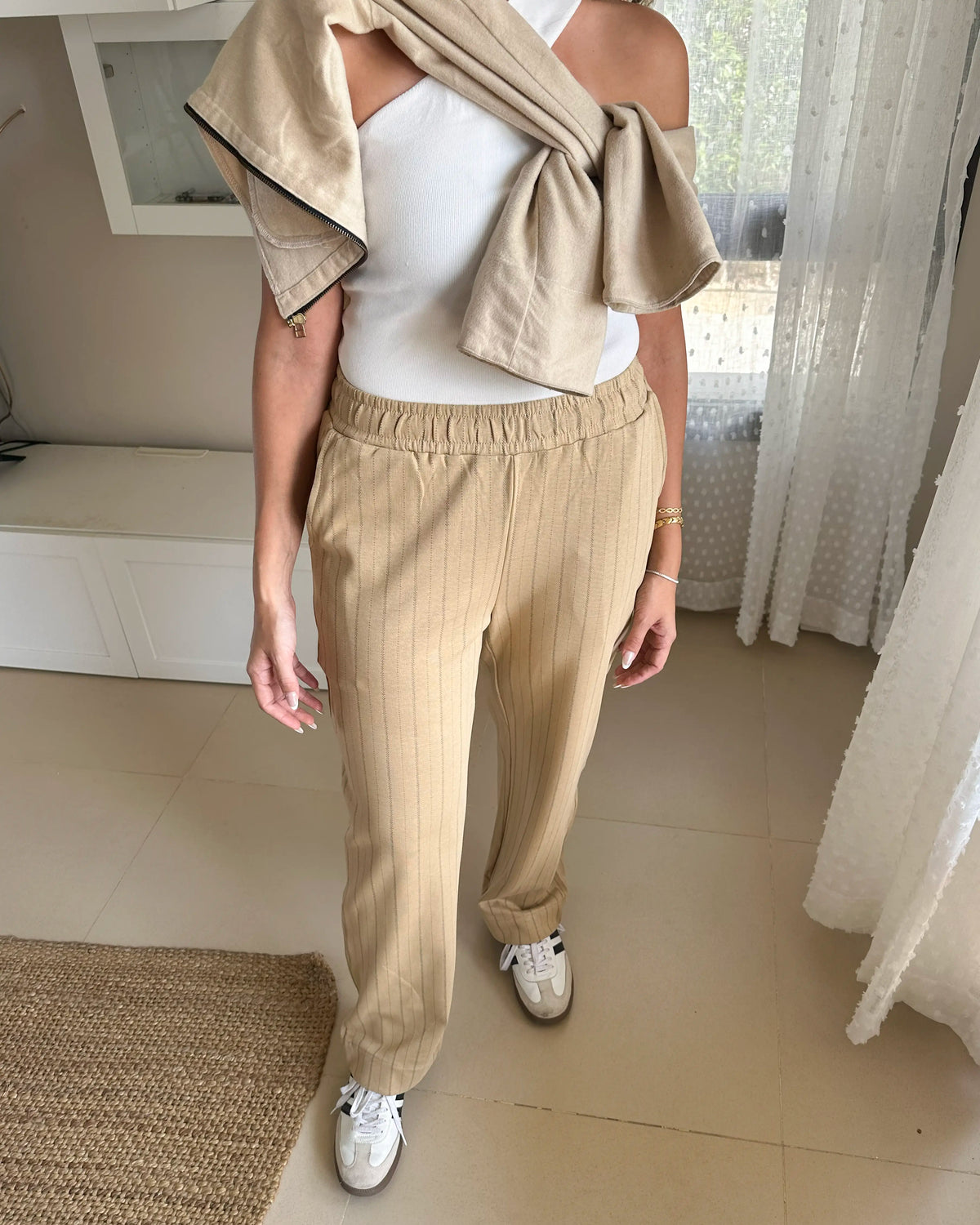 Striped Pants Beige w