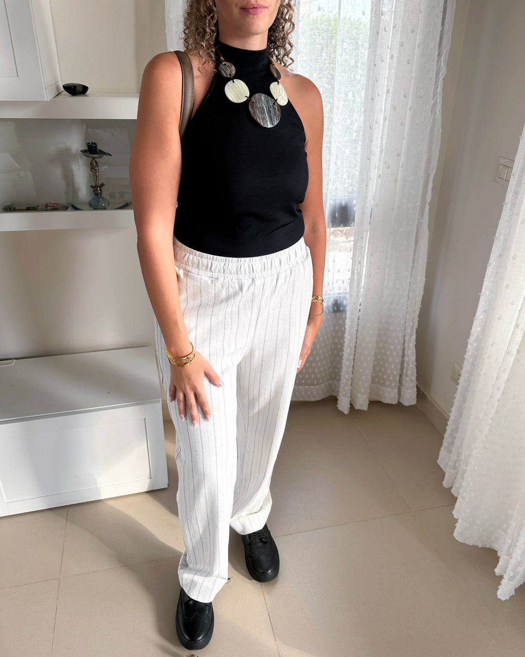 Striped Pants White w